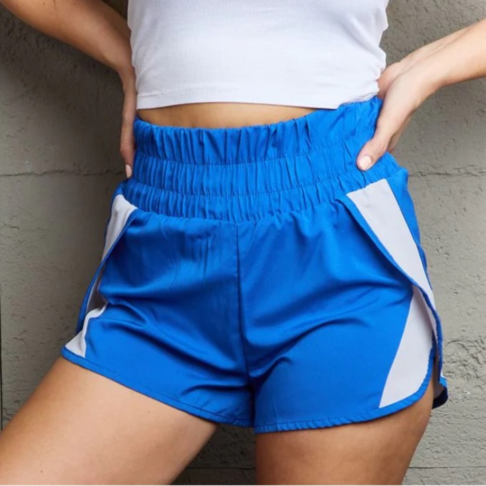 Blue High Waisted Athletic Shorts Medium